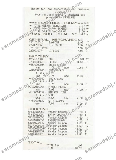 THE MEIJER TEAM receipt template